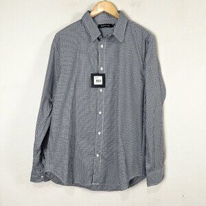 DSTRCT&Row Dress Shirt Long Sleeve White Blue Check Collared Size Medium‎ NEW